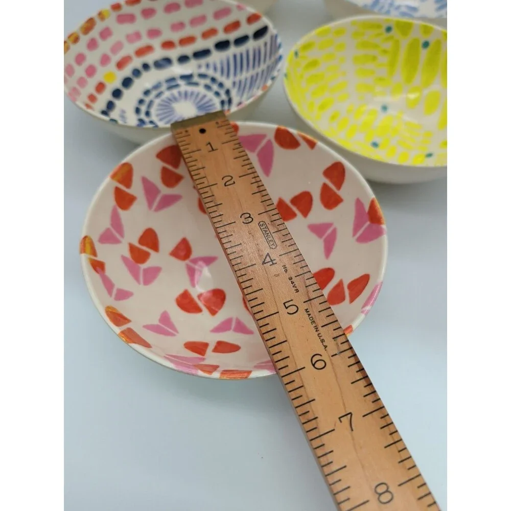 180 Degree Melamine Cereal Bowls Abstract Set Of 5